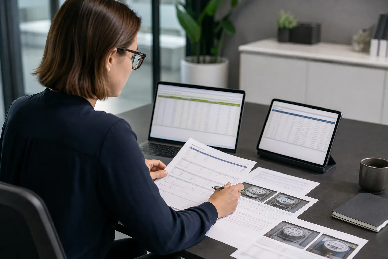 An ESG analyst reconciling utility evidence and sustainability reporting records