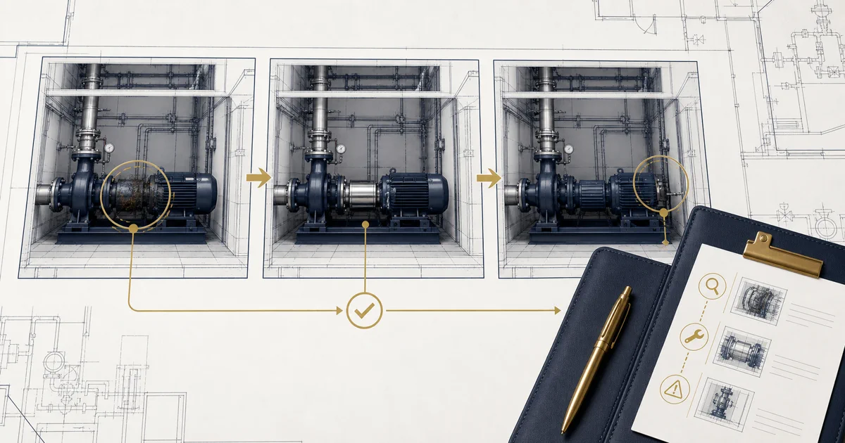 Three-stage maintenance record showing equipment diagnosis, completed repair, and a documented exception